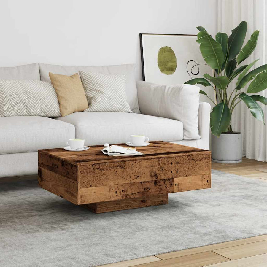 Salontafel 85x55x31 cm bewerkt hout oud houtkleurig