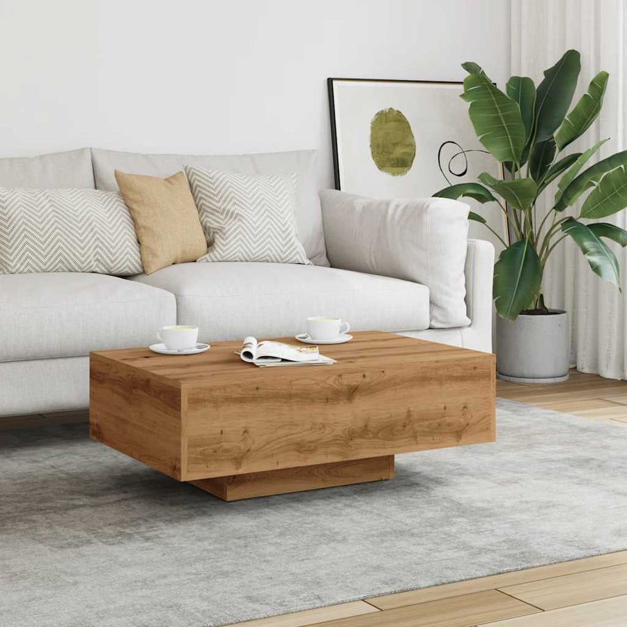 Salontafel 85x55x31 cm bewerkt hout artisanaal eikenkleurig