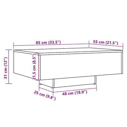 Salontafel 85x55x31 cm bewerkt hout artisanaal eikenkleurig