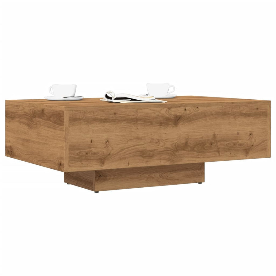 Salontafel 85x55x31 cm bewerkt hout artisanaal eikenkleurig