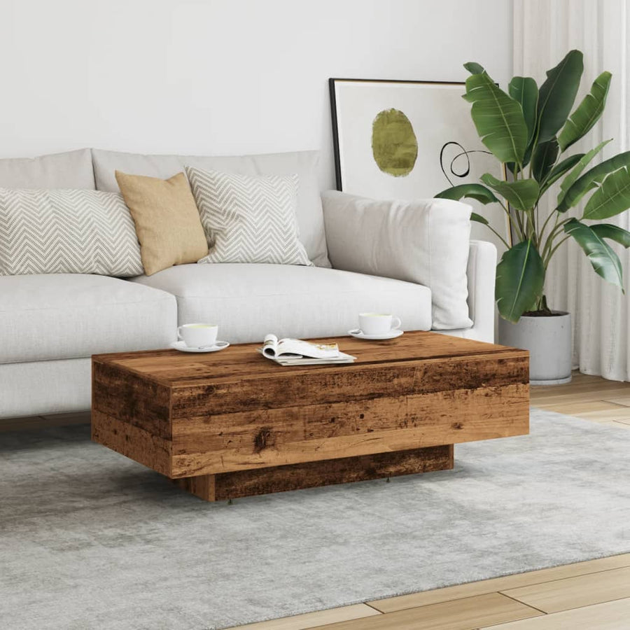 Salontafel 100x49,5x31 cm bewerkt hout oud houtkleurig