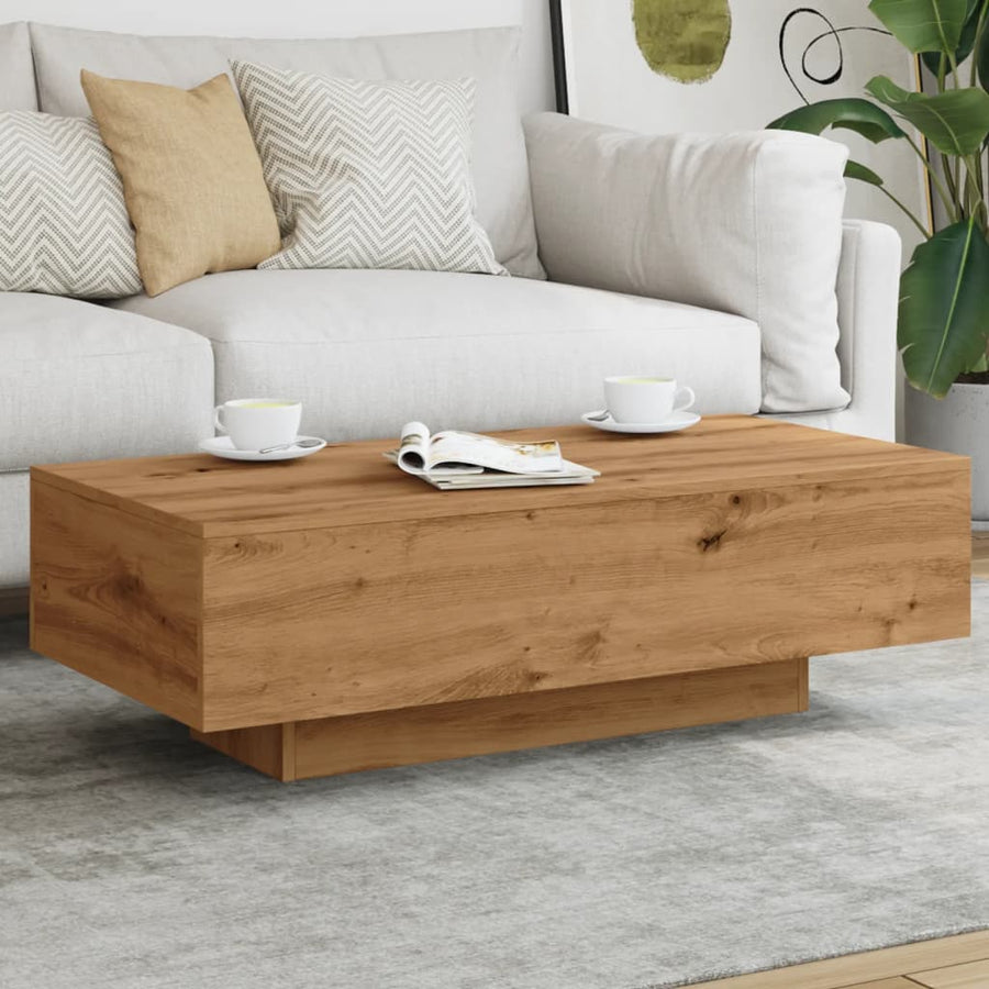 Salontafel 100x49,5x31 cm bewerkt hout artisanaal eikenkleur
