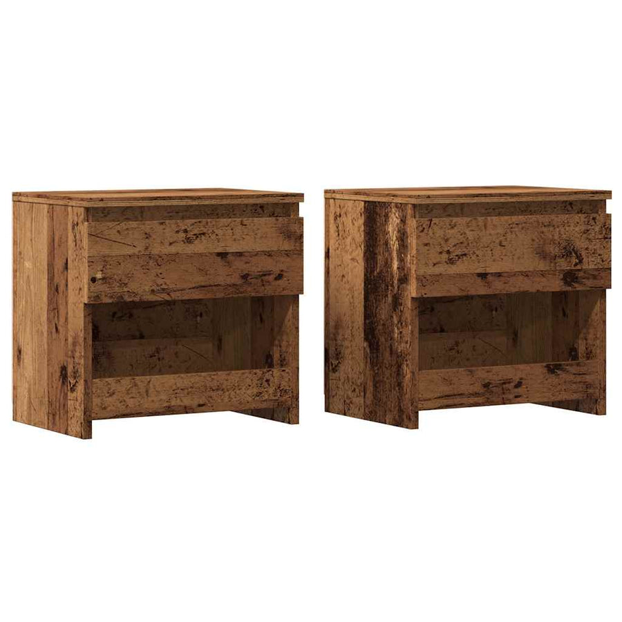 Nachtkastjes 2 st 40x30x39 cm bewerkt hout oud houtkleurig