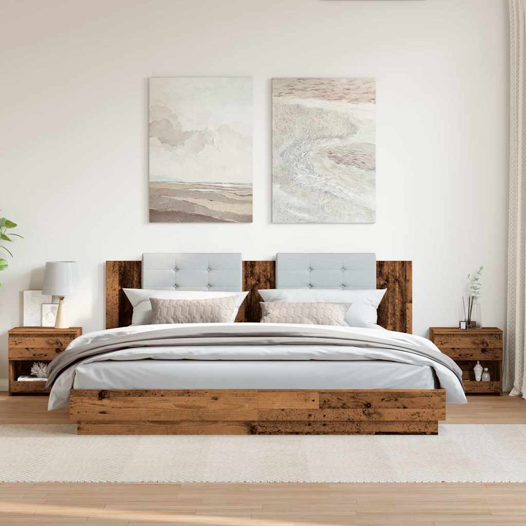 Nachtkastjes 2 st 40x30x39 cm bewerkt hout oud houtkleurig