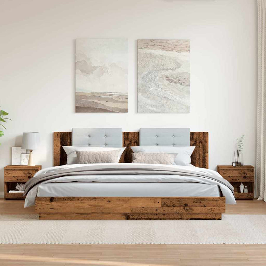 Nachtkastjes 2 st 40x30x39 cm bewerkt hout oud houtkleurig