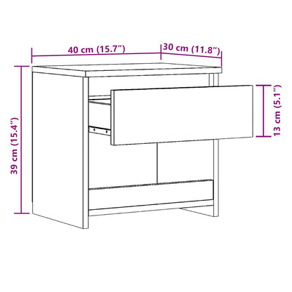 Nachtkastjes 2 st 40x30x39 cm bewerkt hout oud houtkleurig
