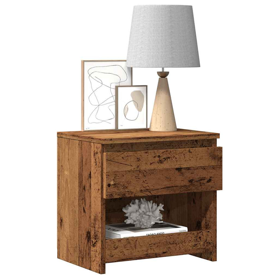 Nachtkastjes 2 st 40x30x39 cm bewerkt hout oud houtkleurig