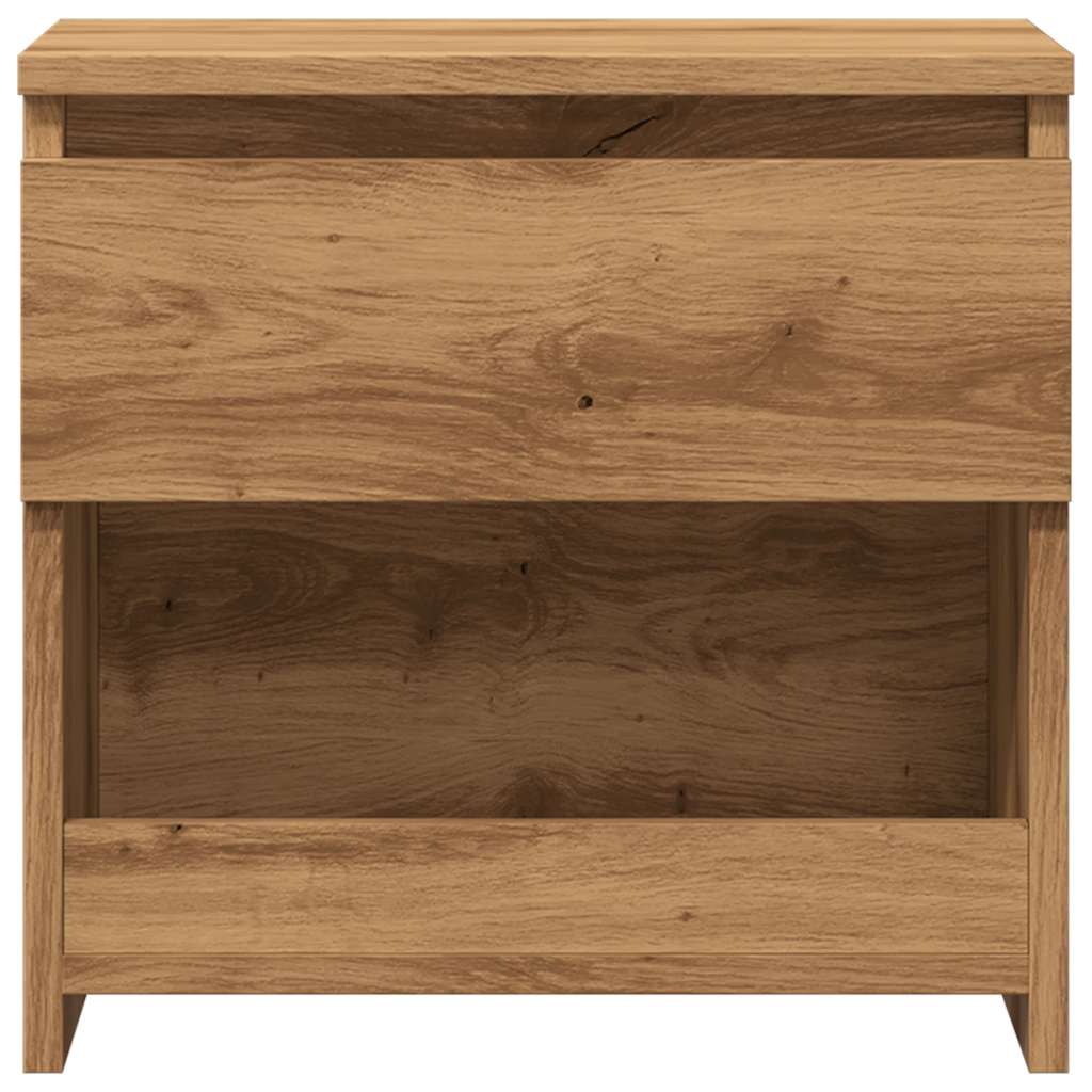 Nachtkastje 40x30x39 cm bewerkt hout artisanaal eikenkleur