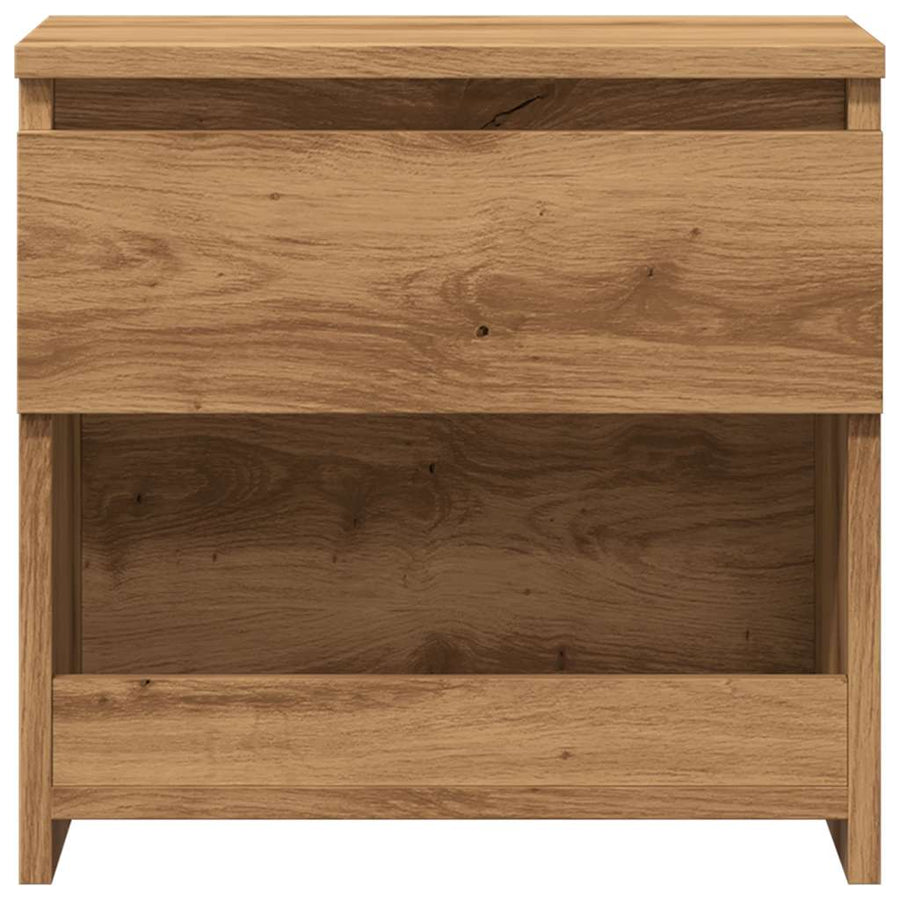 Nachtkastje 40x30x39 cm bewerkt hout artisanaal eikenkleur