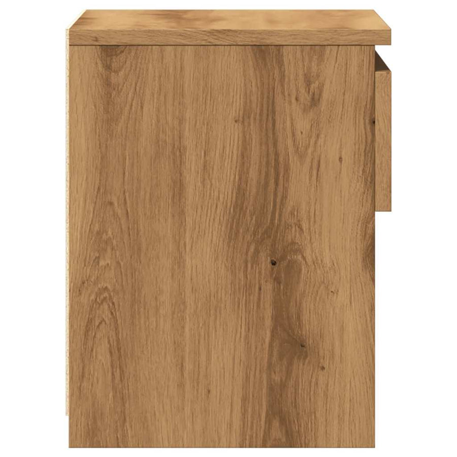Nachtkastje 40x30x39 cm bewerkt hout artisanaal eikenkleur