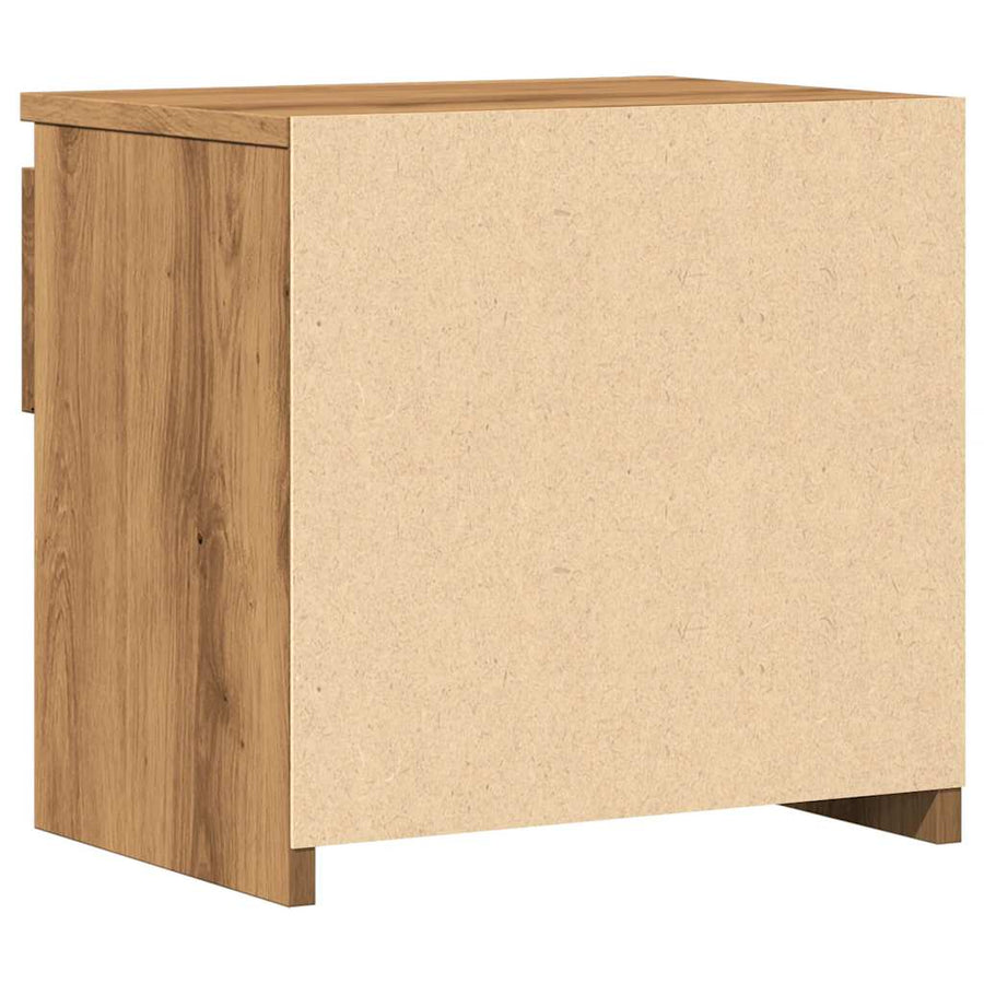 Nachtkastje 40x30x39 cm bewerkt hout artisanaal eikenkleur