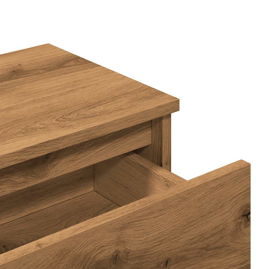 Nachtkastje 40x30x39 cm bewerkt hout artisanaal eikenkleur