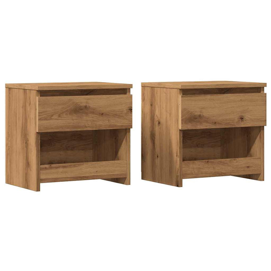 Nachtkastjes 2 st 40x30x39 cm bewerkt hout artisanaal eiken
