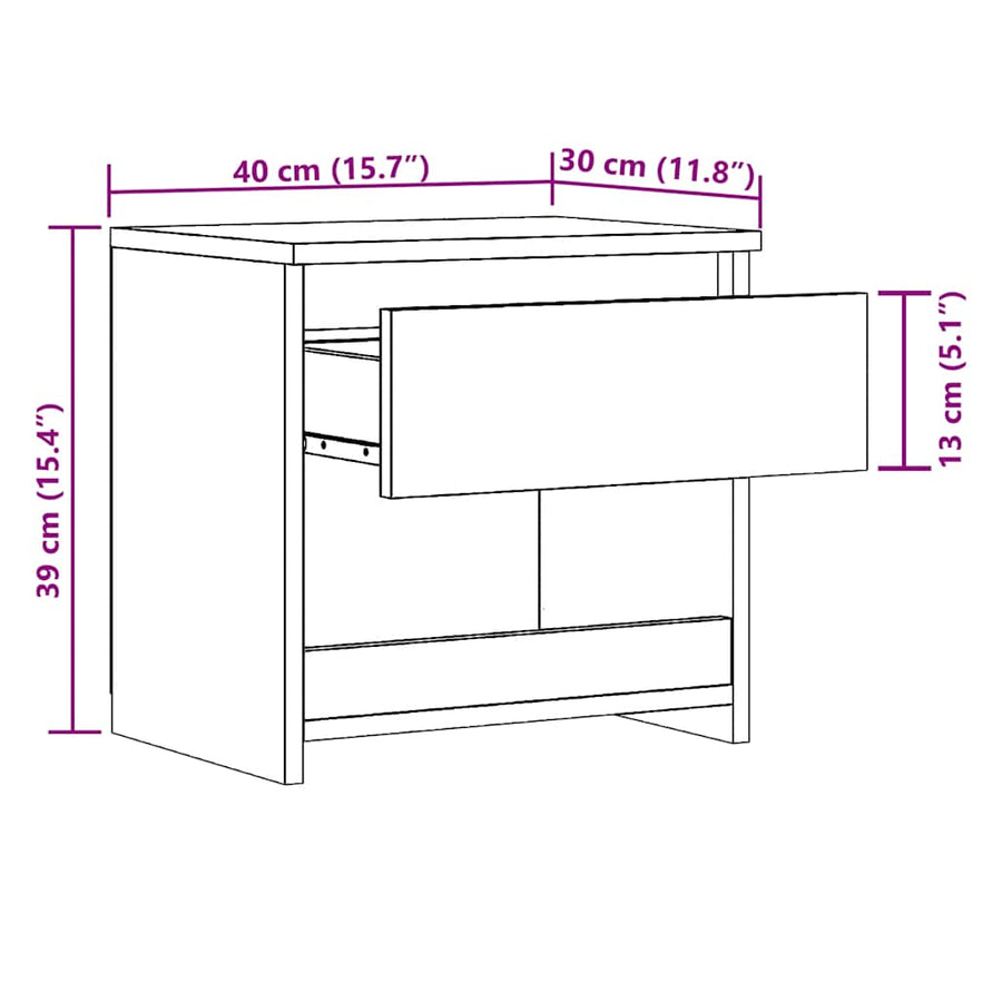 Nachtkastjes 2 st 40x30x39 cm bewerkt hout artisanaal eiken