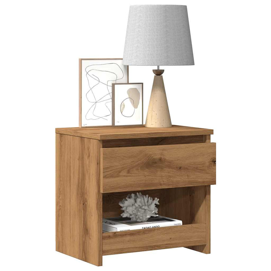 Nachtkastjes 2 st 40x30x39 cm bewerkt hout artisanaal eiken