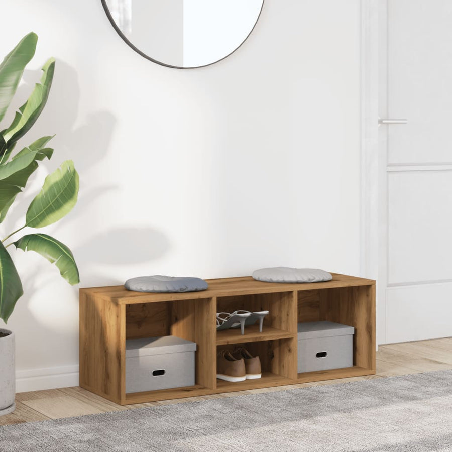 Schoenenopbergbank 105x35x35 cm bewerkt hout artisanaal eiken