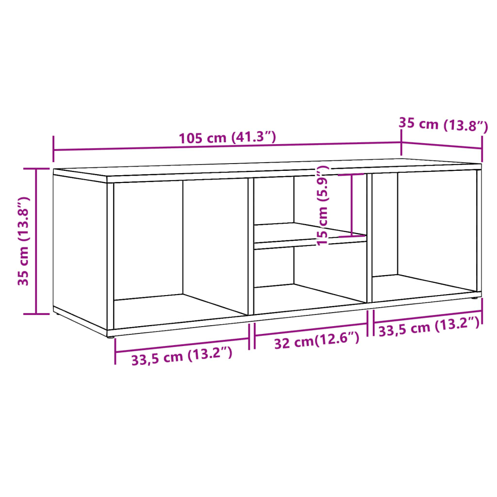 Schoenenopbergbank 105x35x35 cm bewerkt hout artisanaal eiken