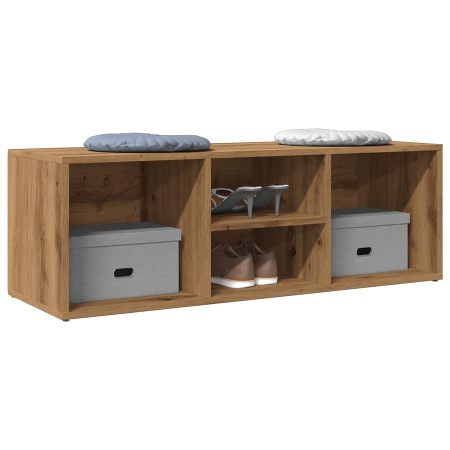 Schoenenopbergbank 105x35x35 cm bewerkt hout artisanaal eiken
