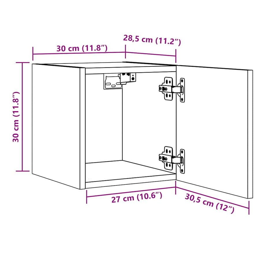 Tv-wandmeubel 30,5x30x30 cm artisanaal eikenkleurig