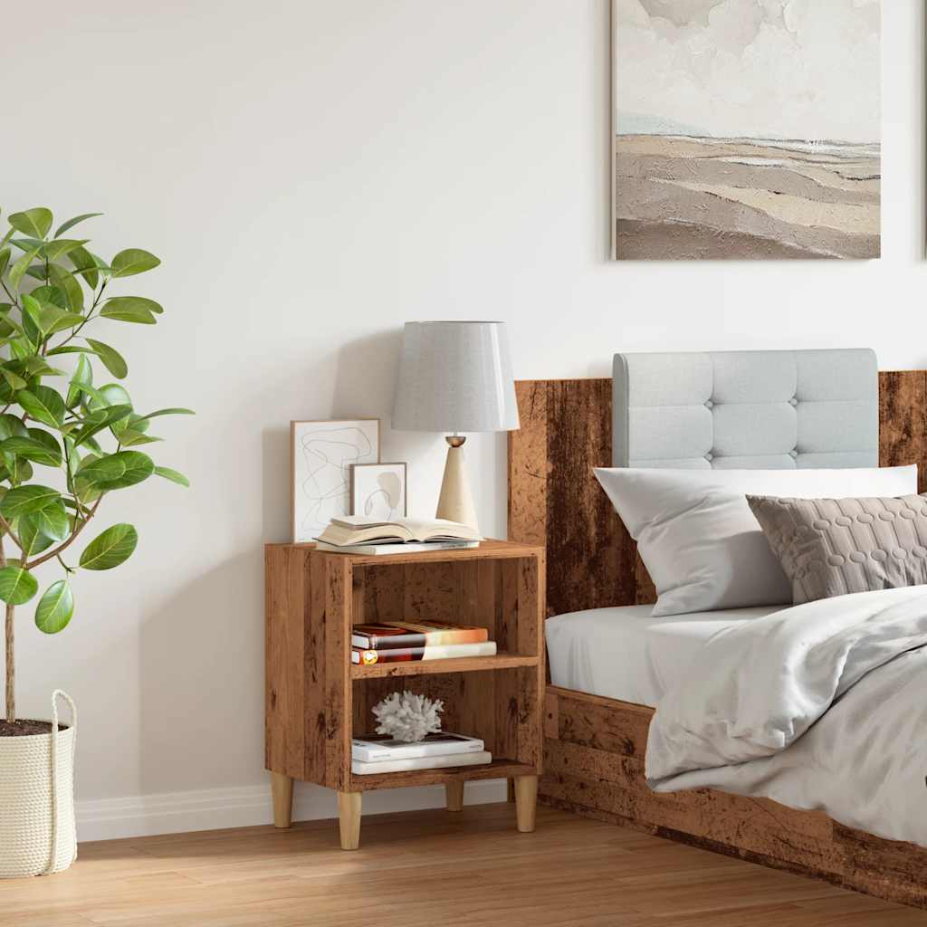 Nachtkastje 40x30x50 cm bewerkt hout oud houtkleurig
