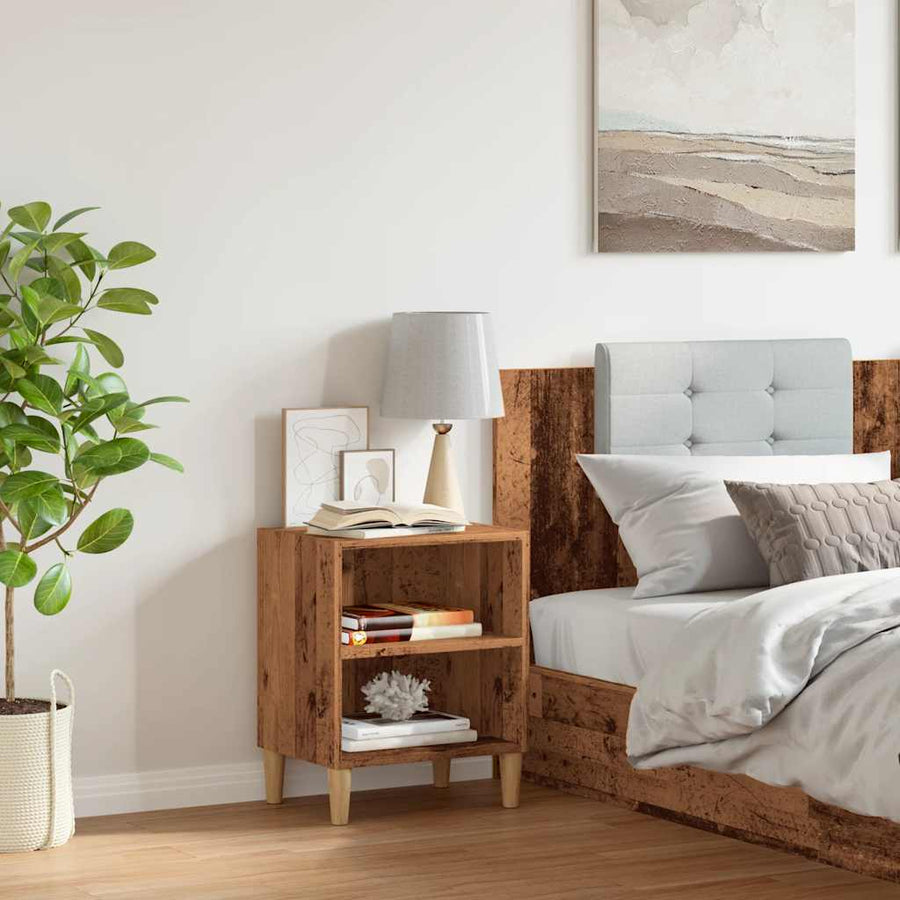 Nachtkastje 40x30x50 cm bewerkt hout oud houtkleurig