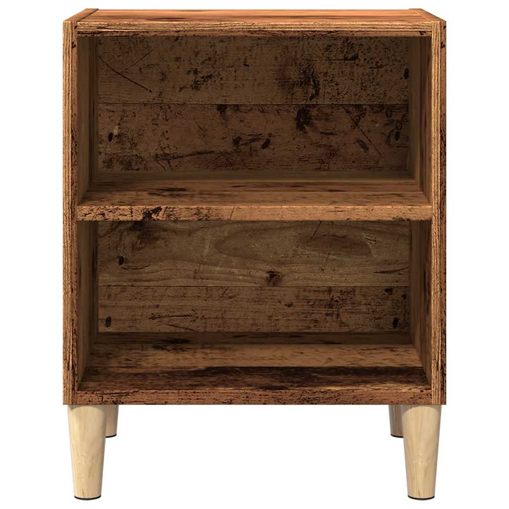Nachtkastje 40x30x50 cm bewerkt hout oud houtkleurig