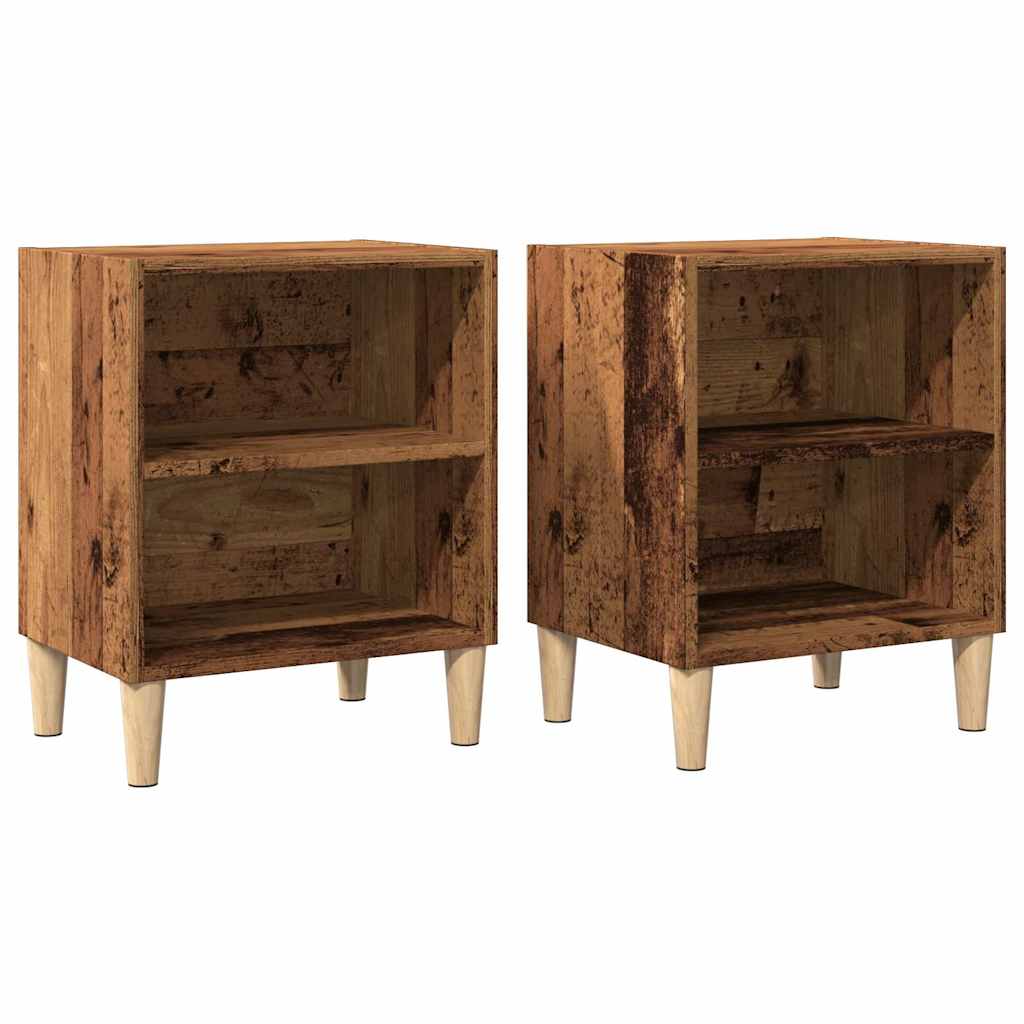 Nachtkastjes 2 st 40x30x50 cm bewerkt hout oud houtkleurig