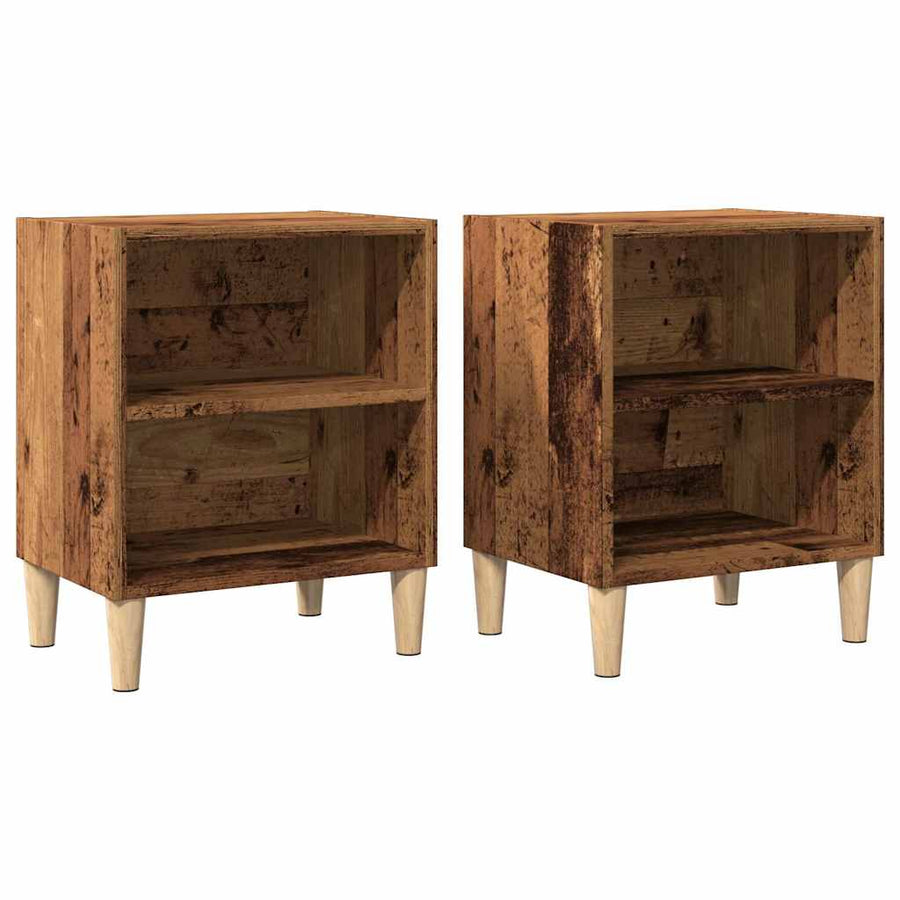 Nachtkastjes 2 st 40x30x50 cm bewerkt hout oud houtkleurig