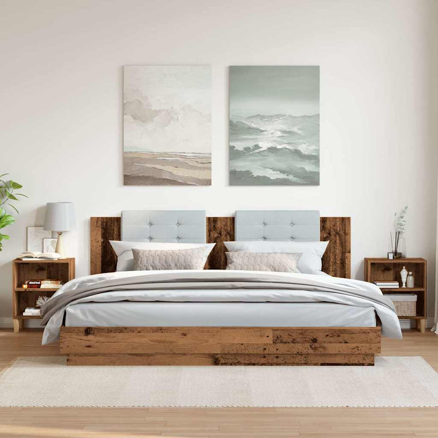 Nachtkastjes 2 st 40x30x50 cm bewerkt hout oud houtkleurig