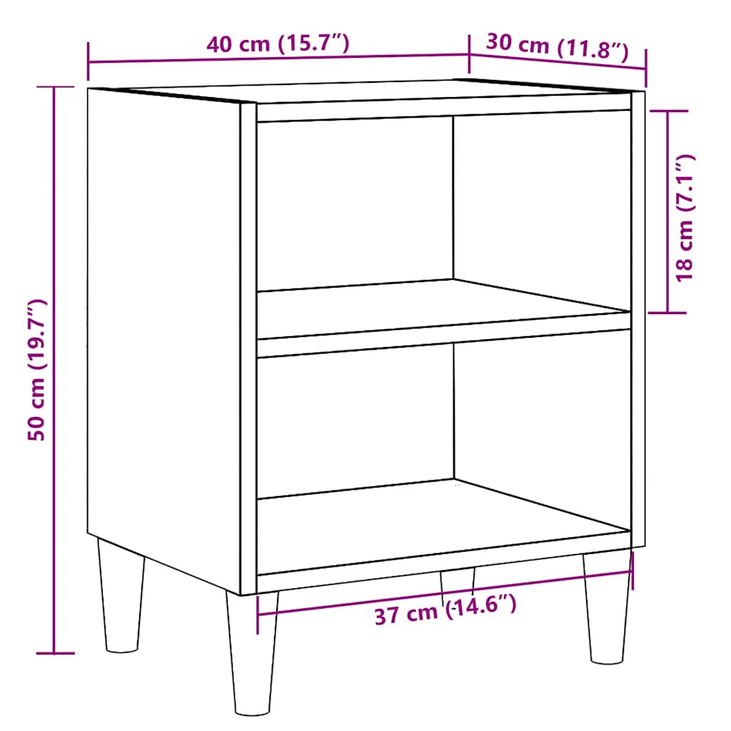 Nachtkastjes 2 st 40x30x50 cm bewerkt hout oud houtkleurig
