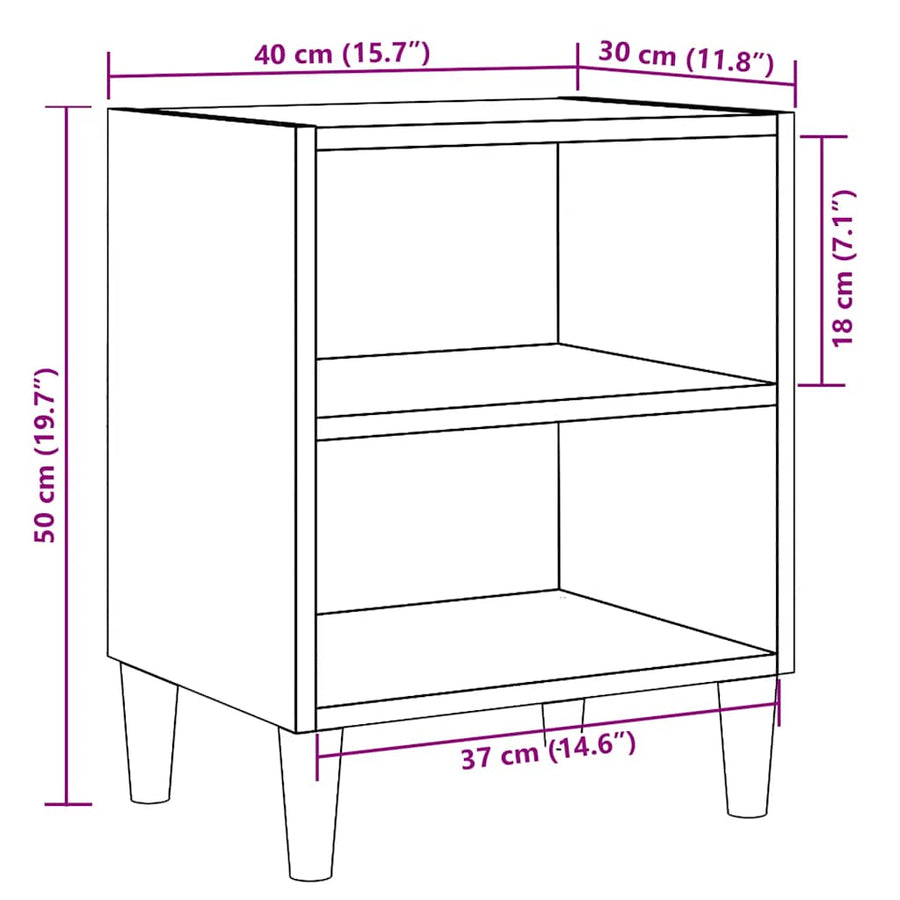 Nachtkastjes 2 st 40x30x50 cm bewerkt hout oud houtkleurig