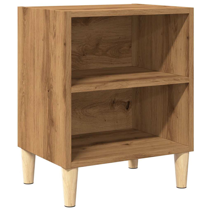 Nachtkastje 40x30x50 cm bewerkt hout artisanaal eikenkleur