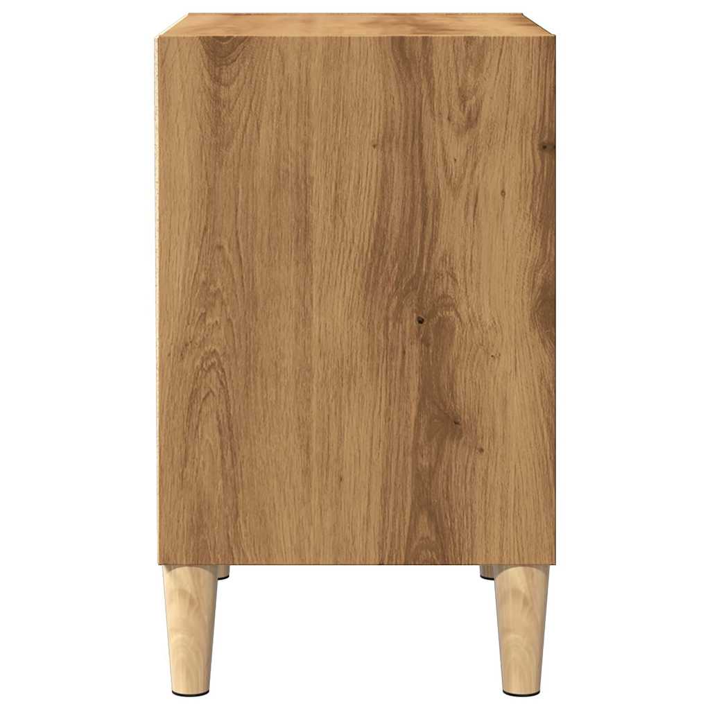 Nachtkastje 40x30x50 cm bewerkt hout artisanaal eikenkleur