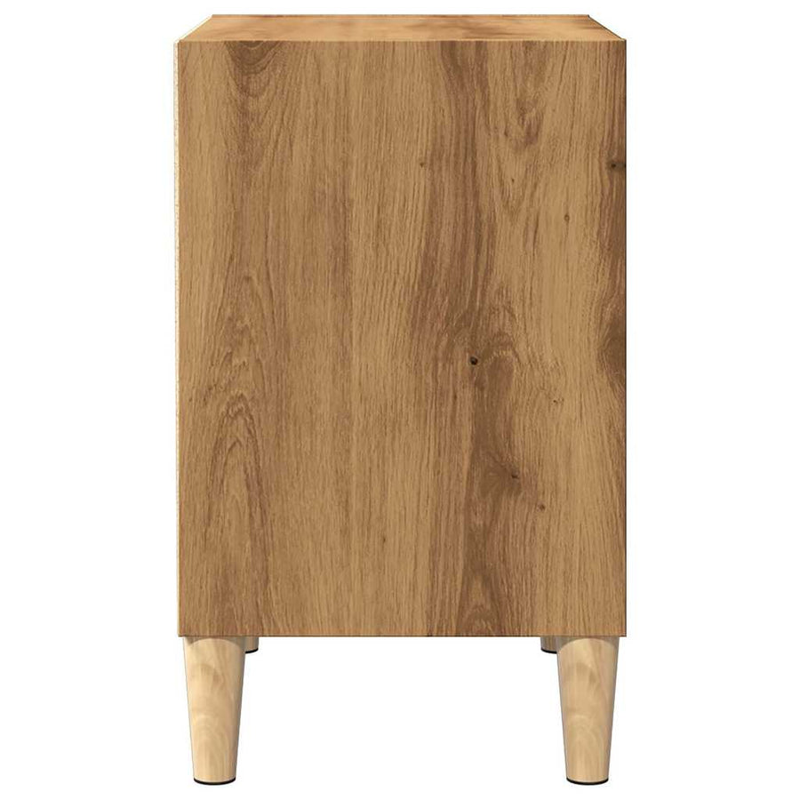 Nachtkastje 40x30x50 cm bewerkt hout artisanaal eikenkleur