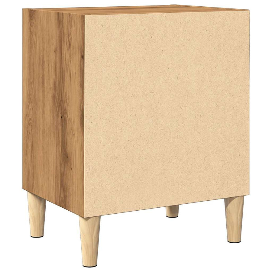 Nachtkastje 40x30x50 cm bewerkt hout artisanaal eikenkleur