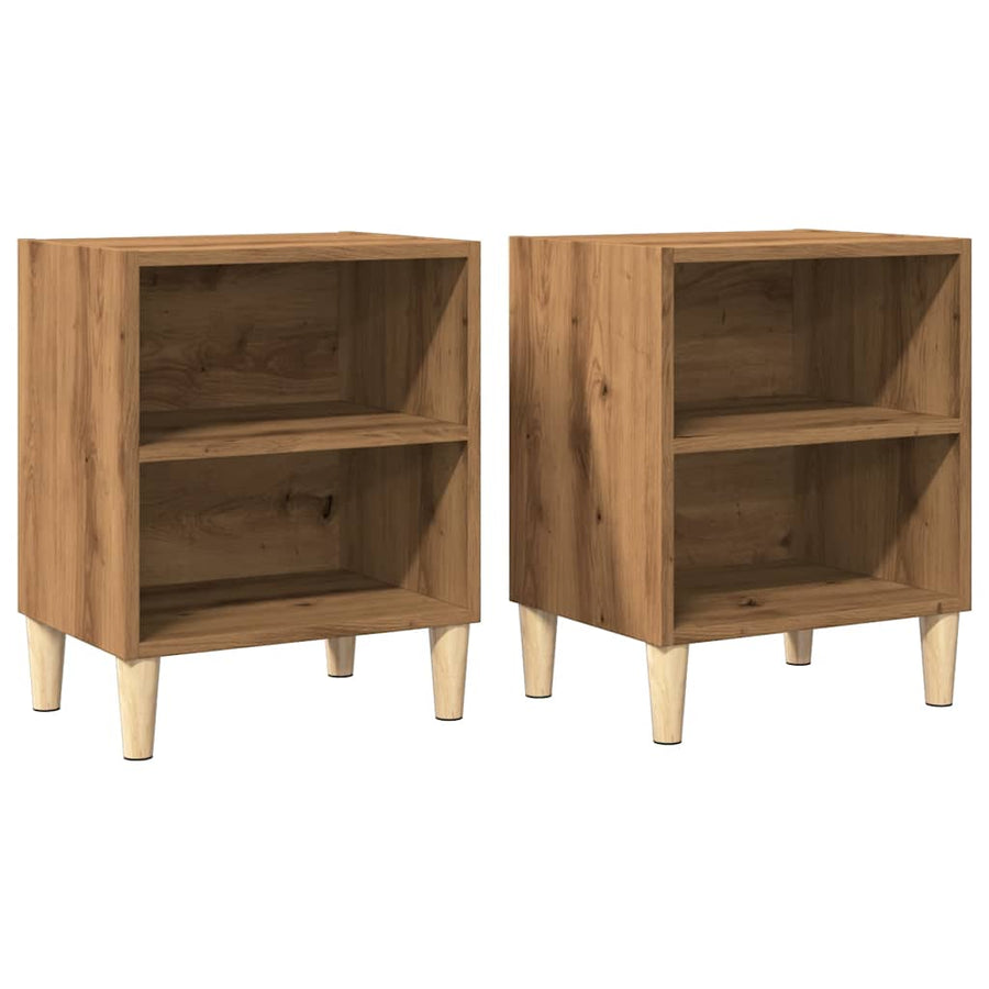 Nachtkastjes 2 st 40x30x50cm bewerkt hout artisanaal eikenkleur