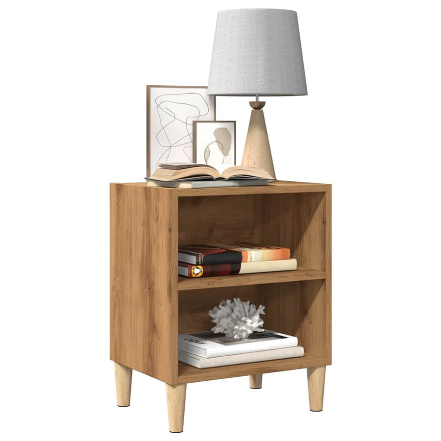 Nachtkastjes 2 st 40x30x50cm bewerkt hout artisanaal eikenkleur