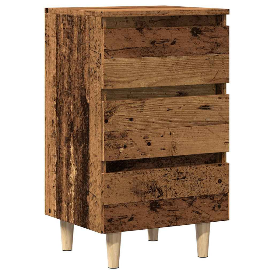 Nachtkastje 40x35x69 cm bewerkt hout oud houtkleurig