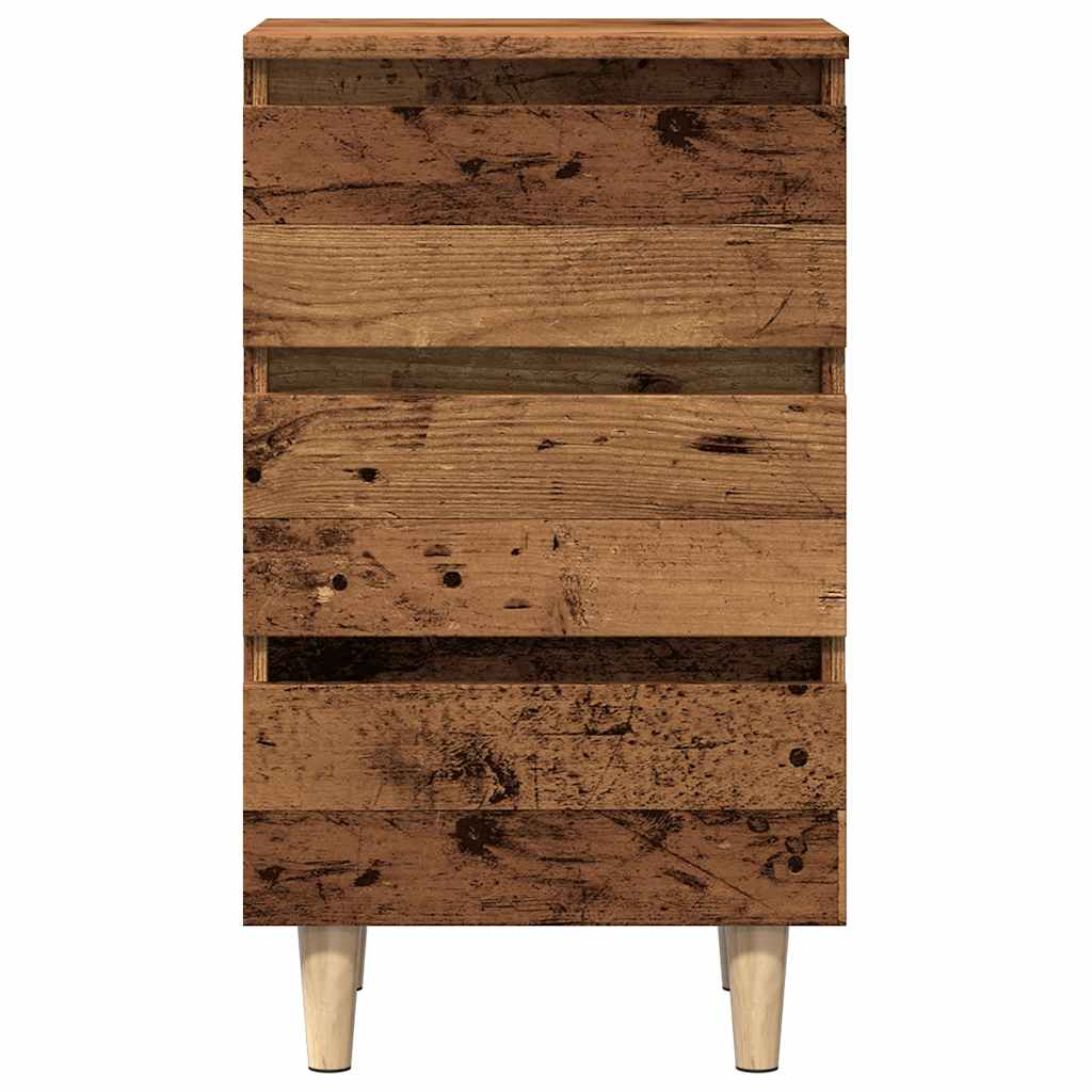 Nachtkastje 40x35x69 cm bewerkt hout oud houtkleurig