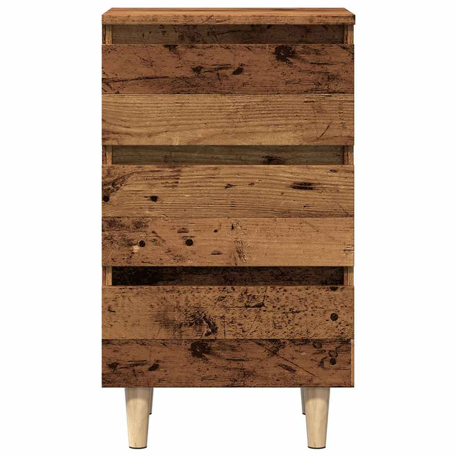 Nachtkastje 40x35x69 cm bewerkt hout oud houtkleurig