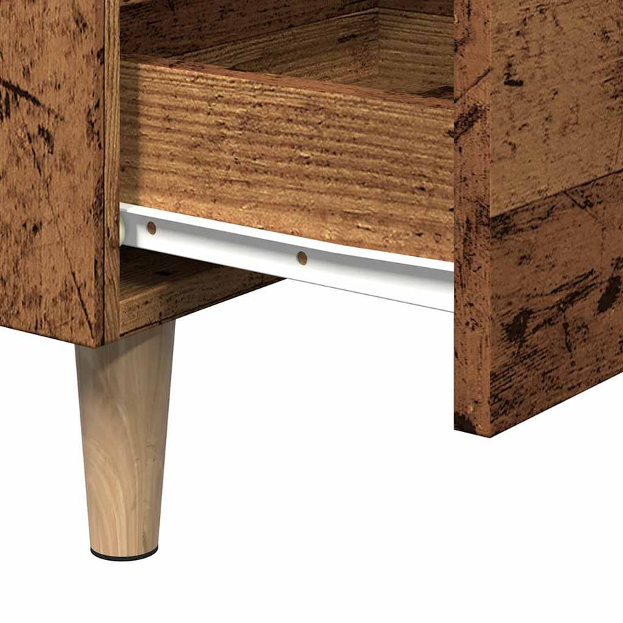 Nachtkastje 40x35x69 cm bewerkt hout oud houtkleurig