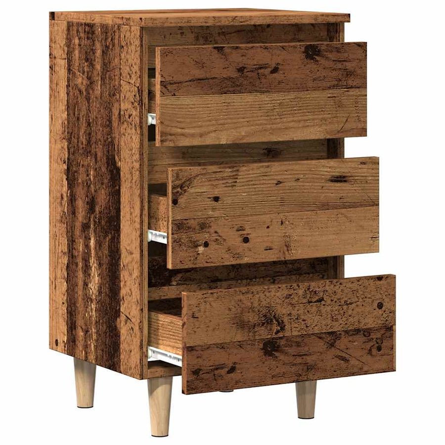 Nachtkastje 40x35x69 cm bewerkt hout oud houtkleurig
