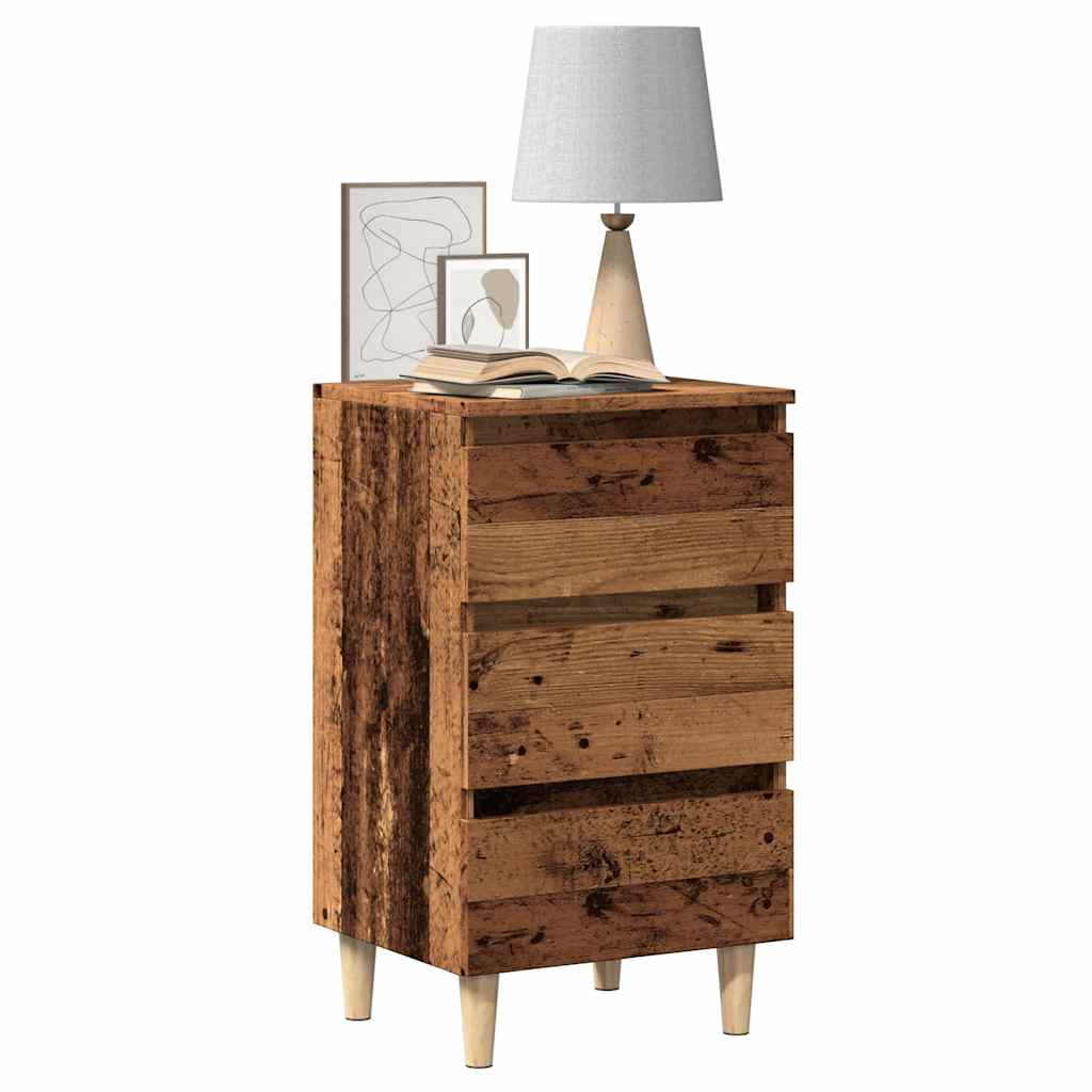 Nachtkastje 40x35x69 cm bewerkt hout oud houtkleurig