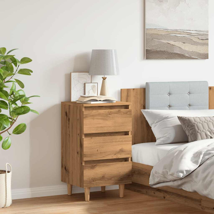 Nachtkastjes 2 st 40x35x69 cm bewerkt hout artisanaal eiken
