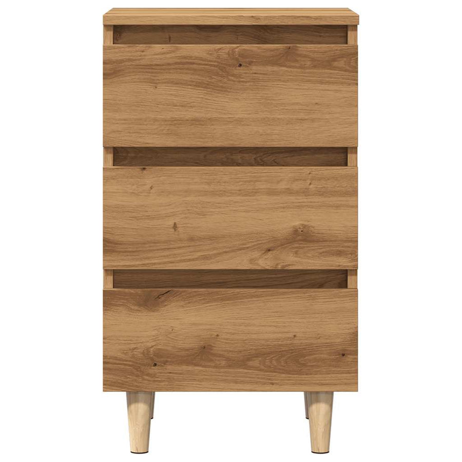 Nachtkastjes 2 st 40x35x69 cm bewerkt hout artisanaal eiken