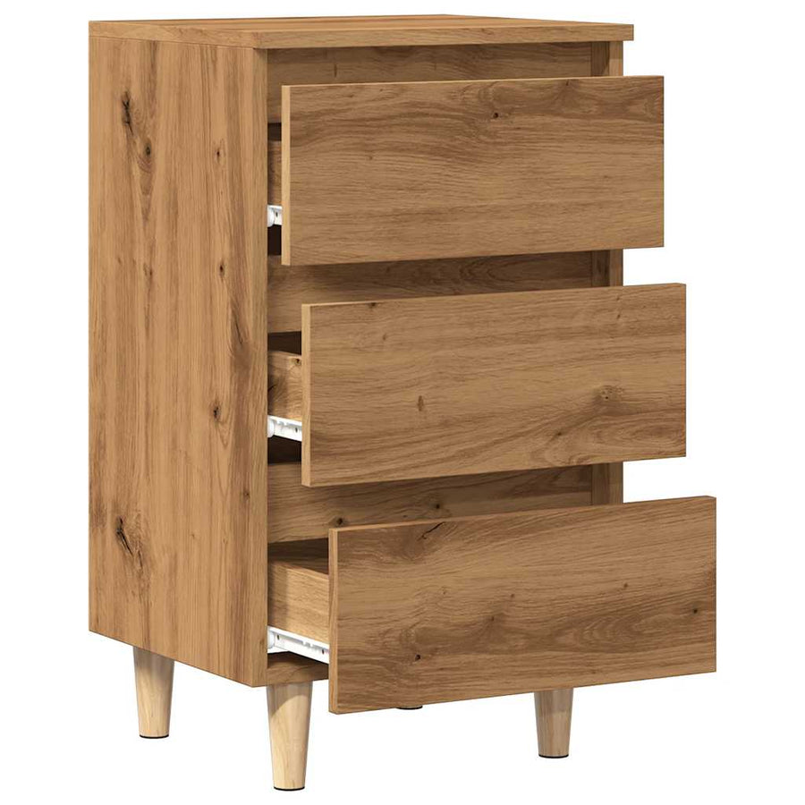 Nachtkastjes 2 st 40x35x69 cm bewerkt hout artisanaal eiken