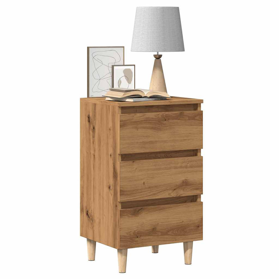 Nachtkastjes 2 st 40x35x69 cm bewerkt hout artisanaal eiken