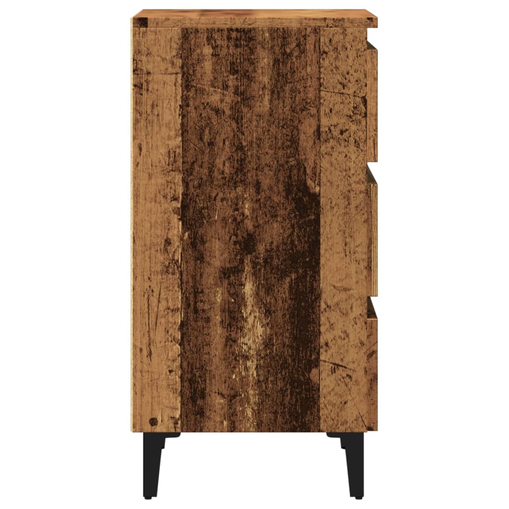 Nachtkastje met metalen poten 40x35x69 cm oud houtkleurig