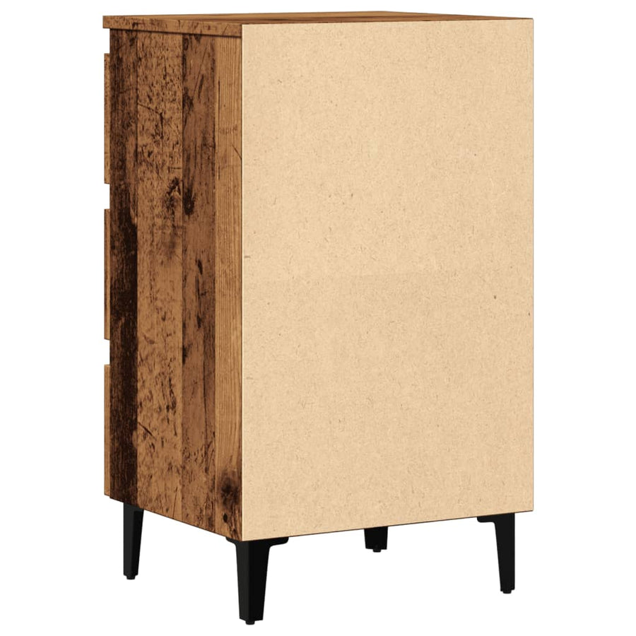 Nachtkastje met metalen poten 40x35x69 cm oud houtkleurig