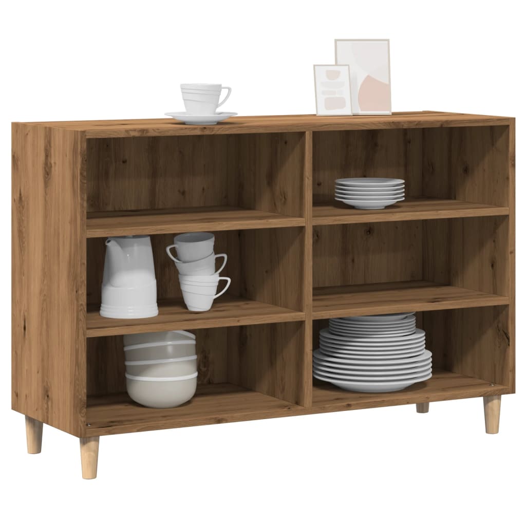 Dressoir 103,5x35x70 cm bewerkt hout artisanaal eikenkleurig